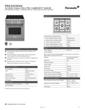 Thermador PRD305WHU Product Spec Sheet