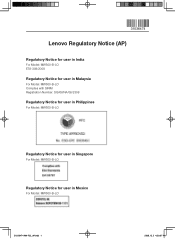 Lenovo 30221DU Lenovo Regulatory Notice (AP)