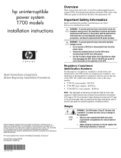 HP T1000 G3 1000VA HP Uninterruptible Power System T700 Models Installation Instructions