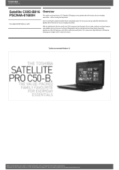 Toshiba Satellite C50 PSCN4A-01600H Detailed Specs for Satellite C50 PSCN4A-01600H AU/NZ; English