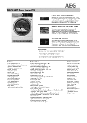 AEG T8DEC846R Specification Sheet