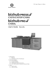 Konica Minolta bizhub PRESS C1070/C1070P bizhub PRESS C1070/C1070P/C1060/bizhub PRO C1060L Security User Guide