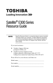 Toshiba Satellite E305-S1990 Satellite E300 Series Resource Guide