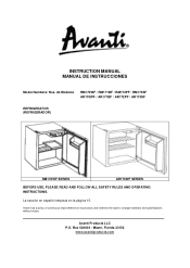 Avanti AR171BF Instruction Manual