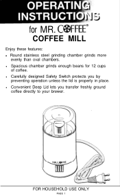 Mr. Coffee IDS57-RB Operating Instructions