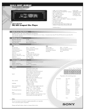 Sony CDX-M800 Product Guide / Specifications
