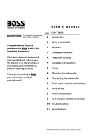 Boss Audio BASS1000 User Manual