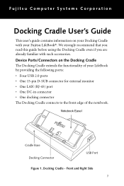 Fujitsu U820 U810 Docking Cradle User's Guide