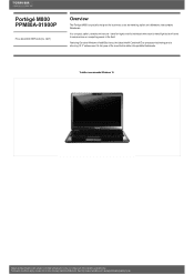 Toshiba Portege M800 PPM80A Detailed Specs for Portege M800 PPM80A-01900P AU/NZ; English
