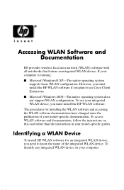HP Pavilion zv5000 Compaq Presario and HP Pavilion Notebook Series PCs - Accessing WLAN Software and Documentation