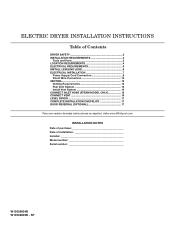 Whirlpool WED96HEAW Installation Guide