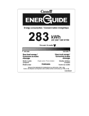 Frigidaire PCWS3080AF Energy Guide