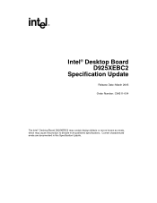 Intel D925XEBC2 D925XEBC2 Desktop Board Specification Update