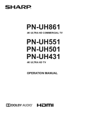 Sharp PN-UH861 PN-UH861 | PN-UH551 | PN-UH501 | PN-UH431 Operation Manual