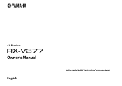 Yamaha RX-V377 RX-V377 Owners Manual