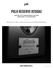 Polk Audio Reserve R200 Anniversary Edition Information Sheet