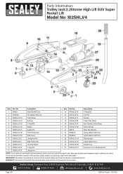 Sealey 1025HL Parts Diagram