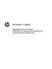 HP Pavilion 11-n011dx HP Pavilion 11 x360 PC Maintenance and Service Guide