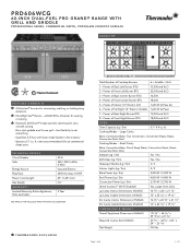 Thermador PRD606WCG Product Spec Sheet