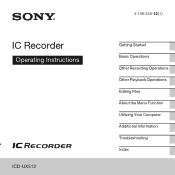 Sony ICD-UX512BLK Operating Instructions