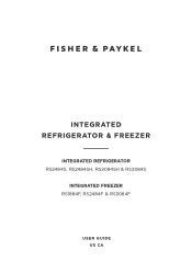 Fisher and Paykel RS3084FRJ1 User Guide Integrated Refrigerator and Freezer