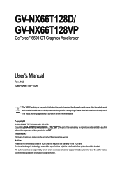 Gigabyte GV-NX66T128VP-SP Manual