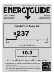 Frigidaire FHWW253WC2 Energy Guide
