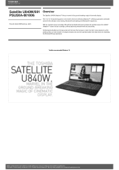 Toshiba Satellite U840W PSU5XA-001006 Detailed Specs for Satellite U840W PSU5XA-001006 AU/NZ; English
