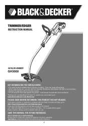 Black & Decker GH3000 Instruction manual