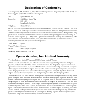 Epson PowerLite W7 Warranty Statement