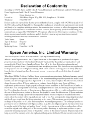 Epson PowerLite 1263W Warranty Statement