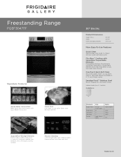 Frigidaire FGEF3047TF Product Specifications Sheet