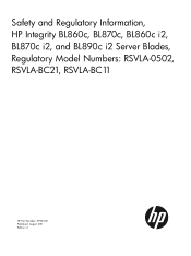 HP BL860c Safety and Regulatory Information, HP Integrity BL860c, BL870c, BL860c i2, BL870c i2, and BL890c i2 Server Blades, Regulatory Mo