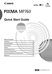 Canon PIXMA MP760 PIXMA MP760 Quick Start Guide