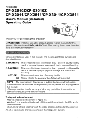 Hitachi CP-X3511 User Manual