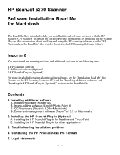 HP Scanjet 5370c HP Scanjet 5370 scanner - (English) Software Installation Read Me for Macintosh