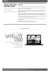 Toshiba Satellite C50 PSCFWA-03J00K Detailed Specs for Satellite C50 PSCFWA-03J00K AU/NZ; English