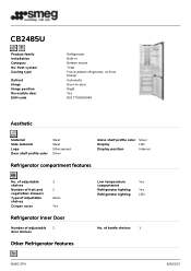 Smeg CB2485U Product sheet