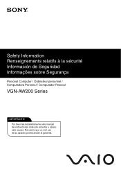 Sony VGN AW Safety Guide