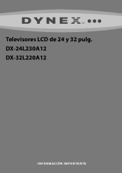 Dynex DX-32L220A12 Important Information (Spanish)