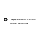 HP Presario CQ57-200 Compaq Presario CQ57 Notebook PC - Maintenance and Service Guide