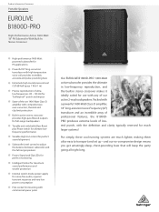 Behringer B1800D-PRO Product Information Document