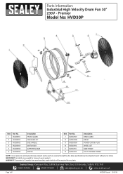 Sealey HVD30P Parts Diagram