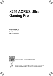 Gigabyte X299 AORUS Ultra Gaming Pro Users Manual