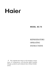Haier BC-76 User Manual