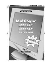 NEC LCD1810 MultiSync LCD1810 Setup Sheet