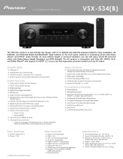 Pioneer VSX-534 5.2 Channel AV Receiver Product Sheet