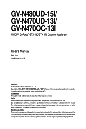 Gigabyte GV-N480UD-15I Manual