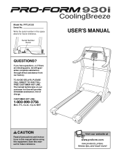 ProForm 930i Treadmill English Manual