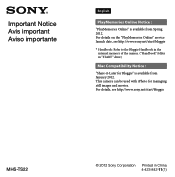 Sony MHS-TS22 Important Notice (PlayMemories Online Notice / Mac Compatibility Notice)